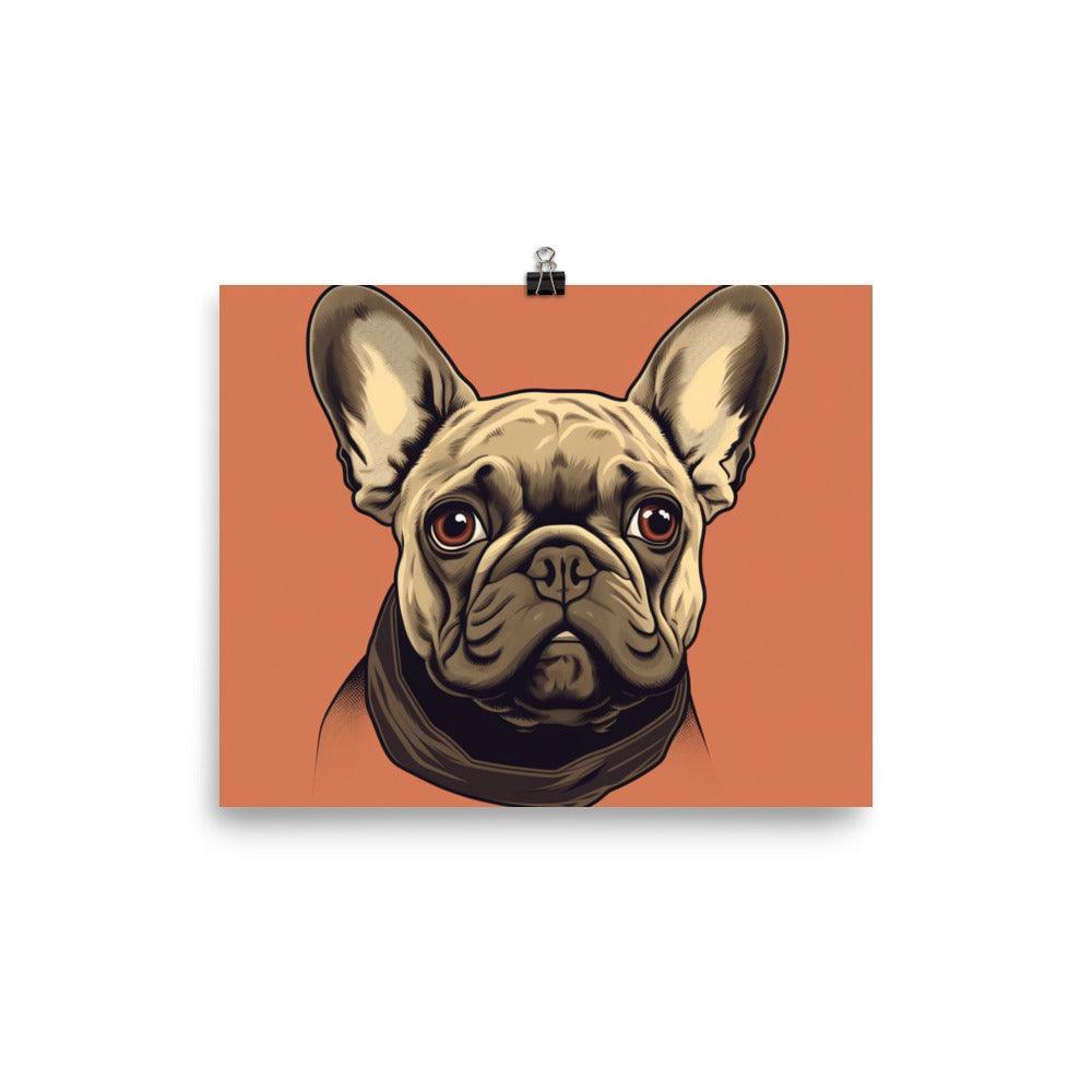 French Bulldog Digital Illustration Orange Background Poster - Oh Posters