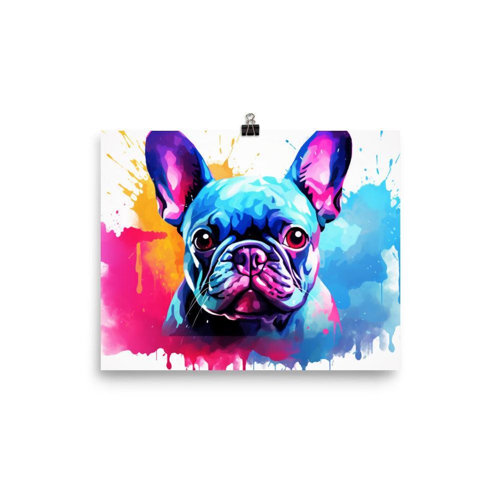 French Bulldog Watercolor Splash Colorful Art Poster - Oh Posters