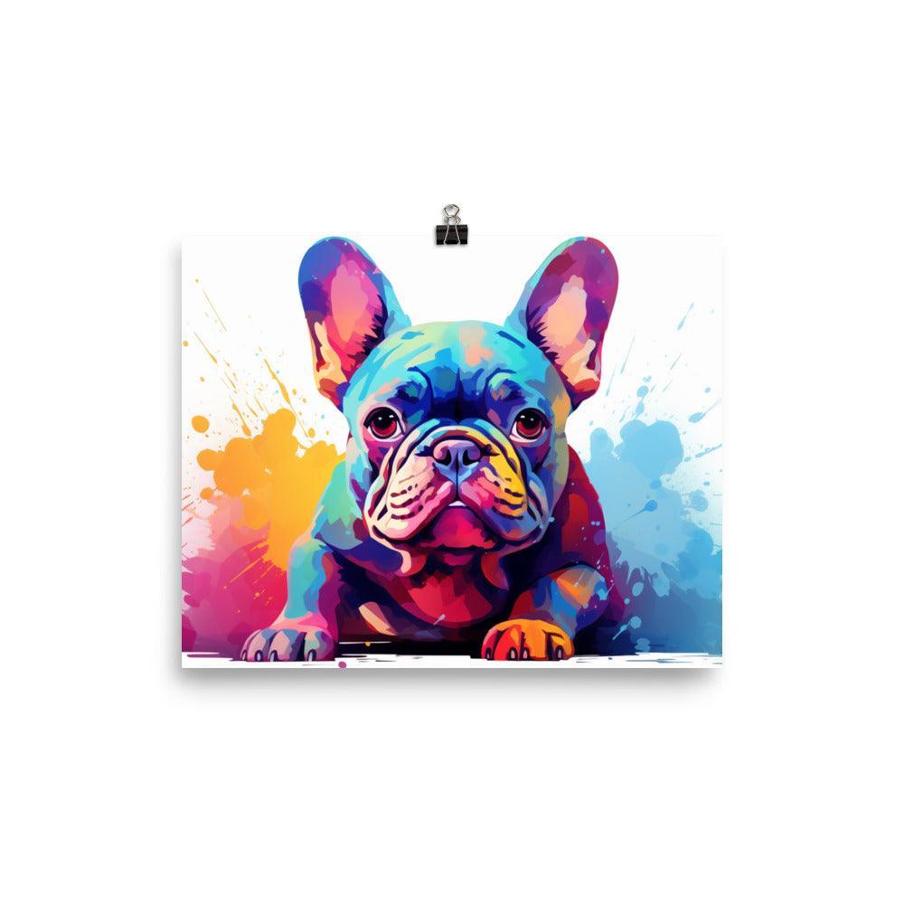 Expressive French Bulldog Color Explosion Art Poster - Oh Posters