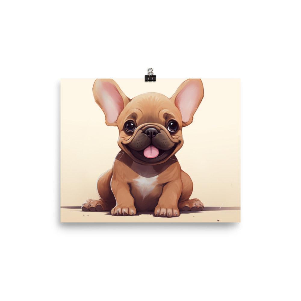 Happy Fawn French Bulldog Puppy Illustration Poster - Oh Posters