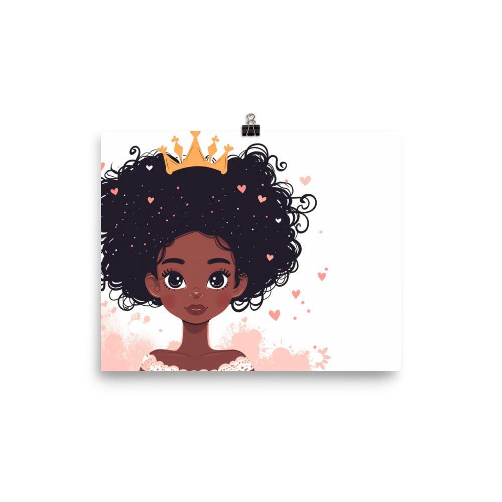 Crowned Black African Princess Heart Accents Character Poster - Oh Posters