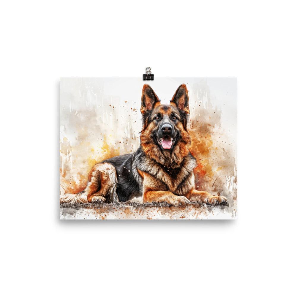 German Shepherd Watercolor Stance Poster - Oh Posters