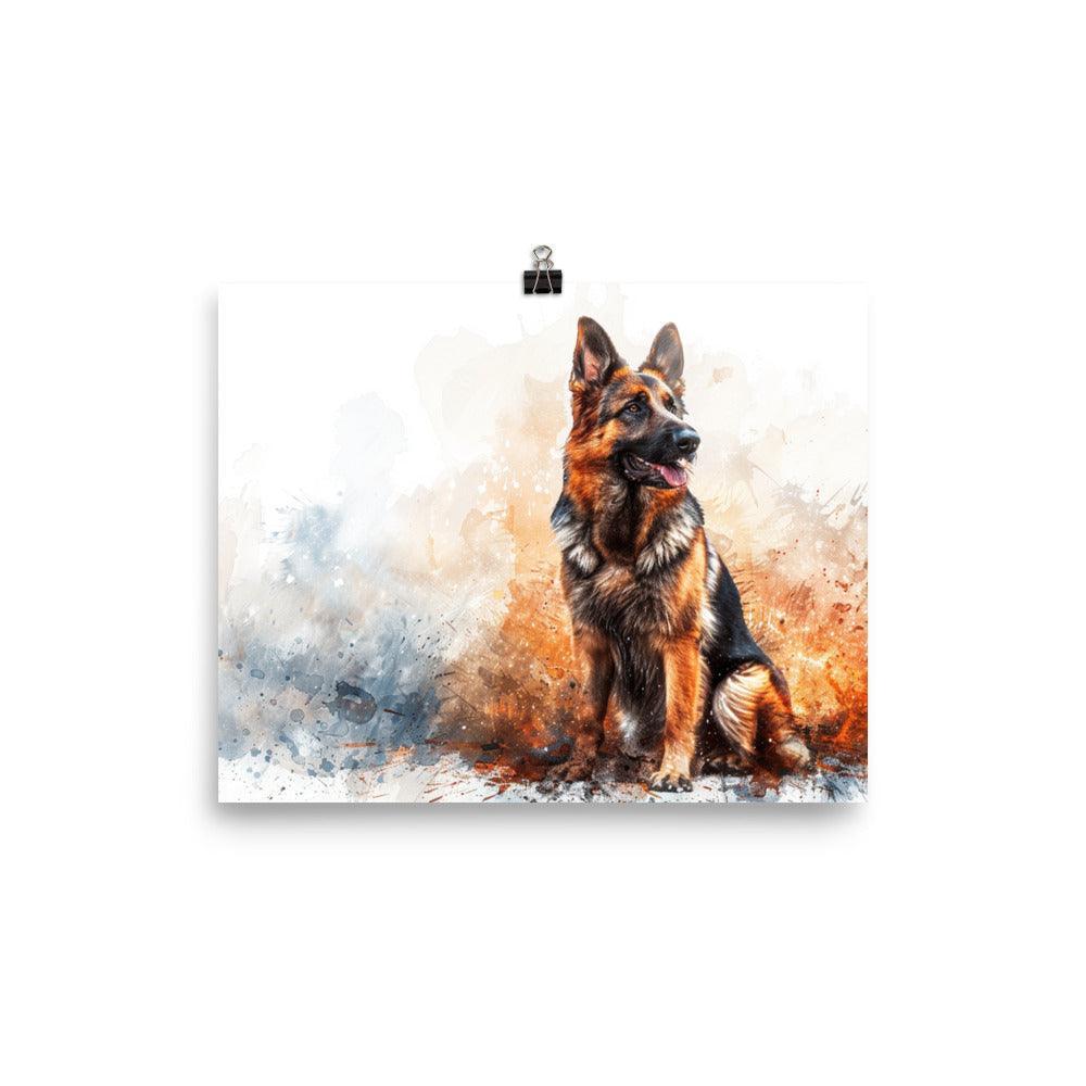 German Shepherd Vivid Watercolor Expression Poster - Oh Posters