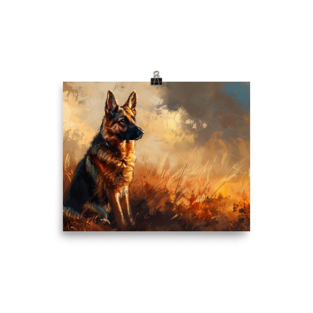 German Shepherd Sunset Silhouette Art Poster - Oh Posters