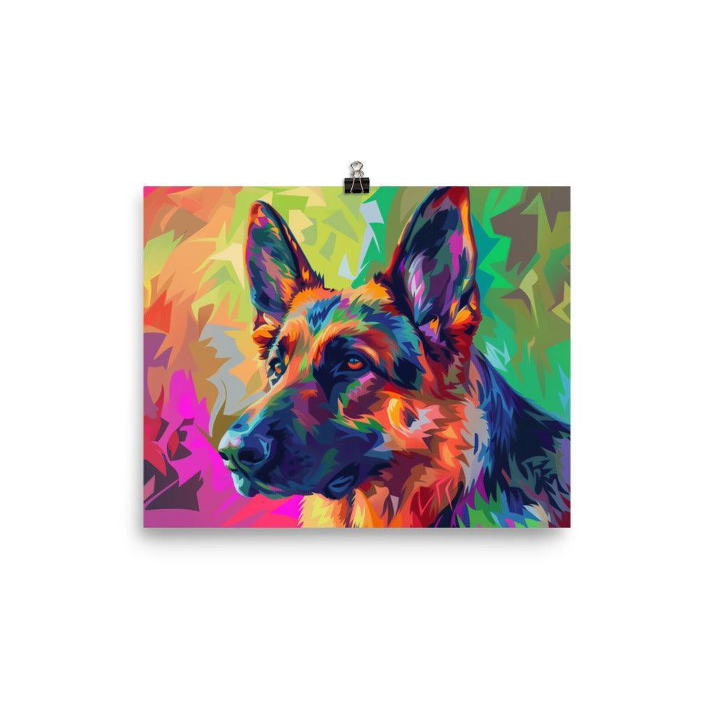 German Shepherd Geometric Pop Art Poster - Oh Posters