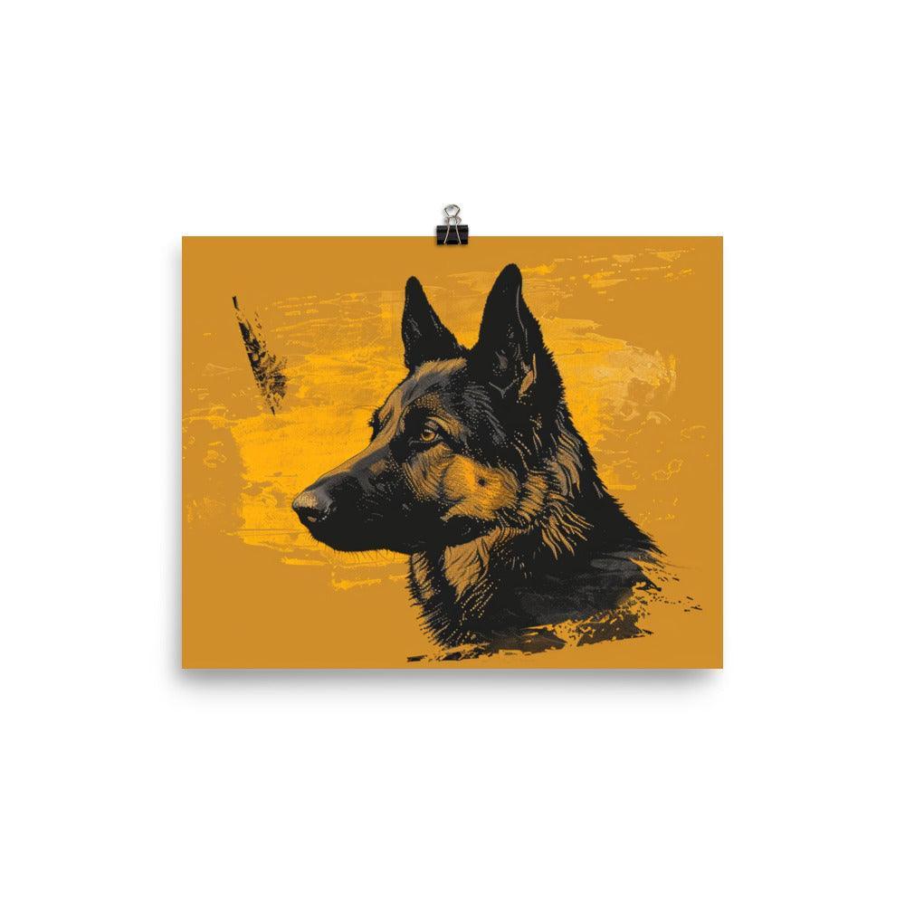 German Shepherd Silhouette Yellow Poster - Oh Posters