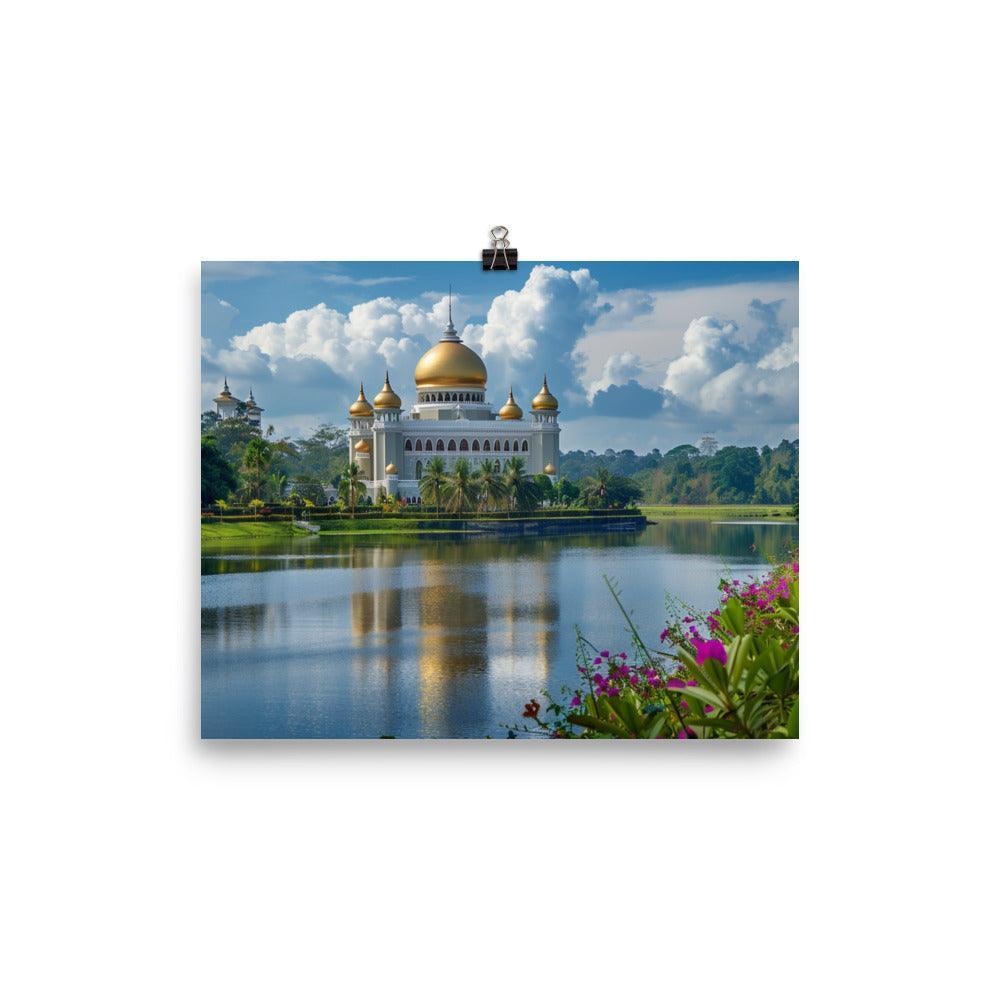 Brunei Sultan Mosque Lake View Photography Poster - Oh Posters