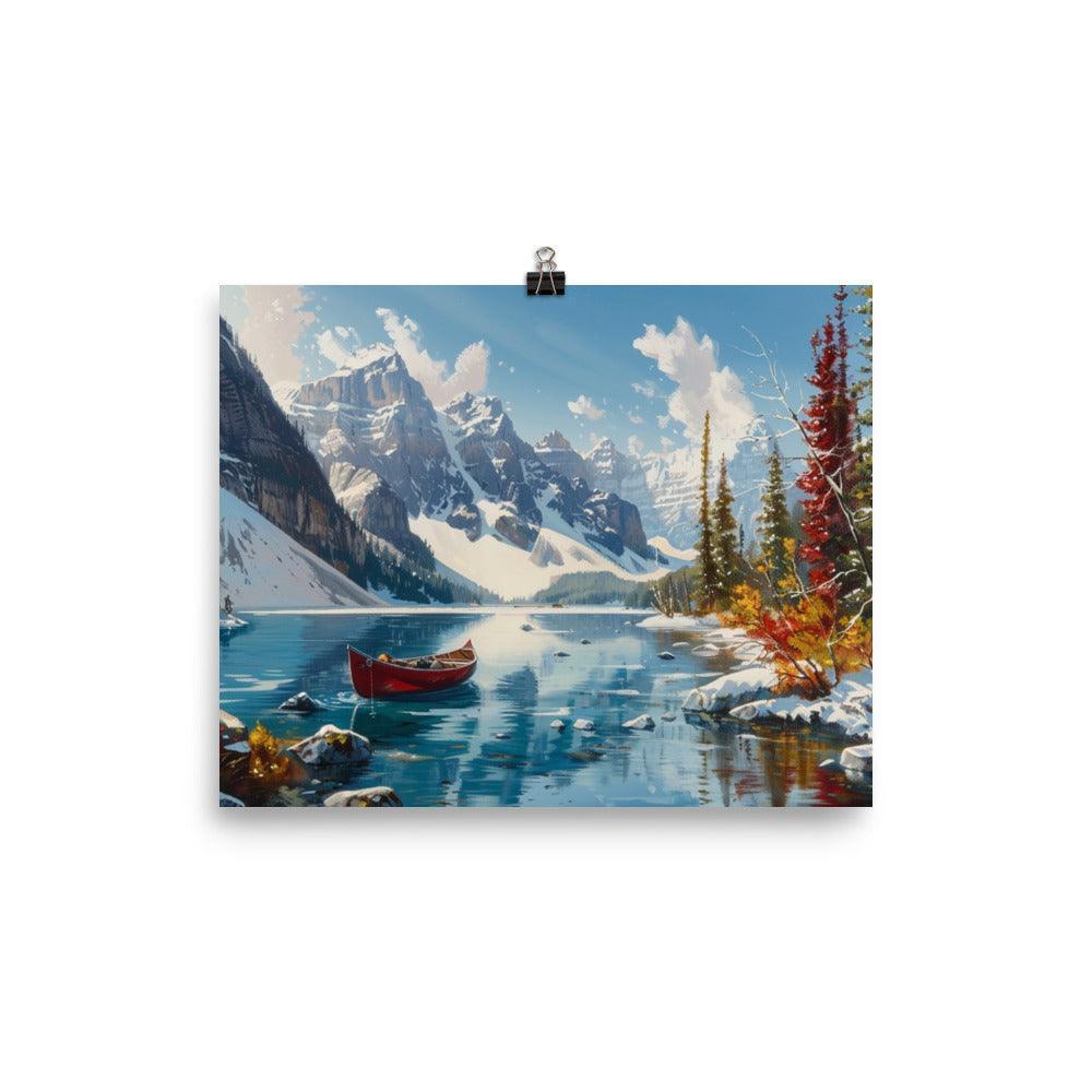 Crisp Canadian Winter Day with Canoe Scenic Landscape Poster - Oh Posters