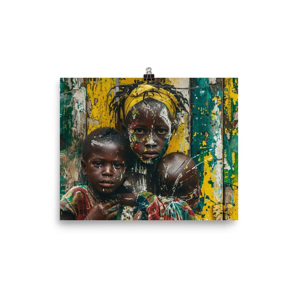 Central African Republic Vibrant Village Life Oil Painting Poster - Oh Posters