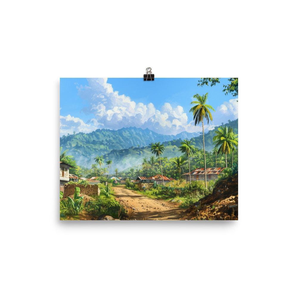 Comoros Tropical Village Road Landscape Painting Poster - Oh Posters