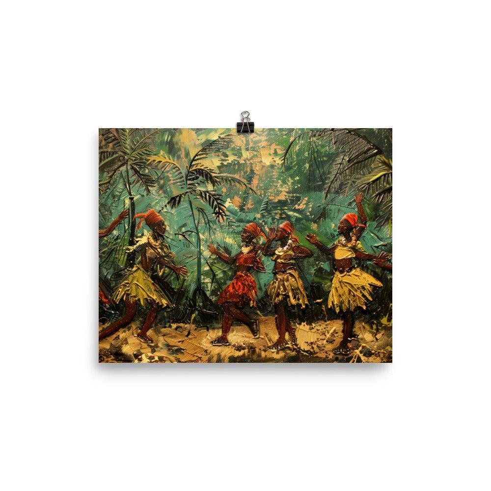 Congo Tribal Dance in Lush Forest Painting Poster - Oh Posters