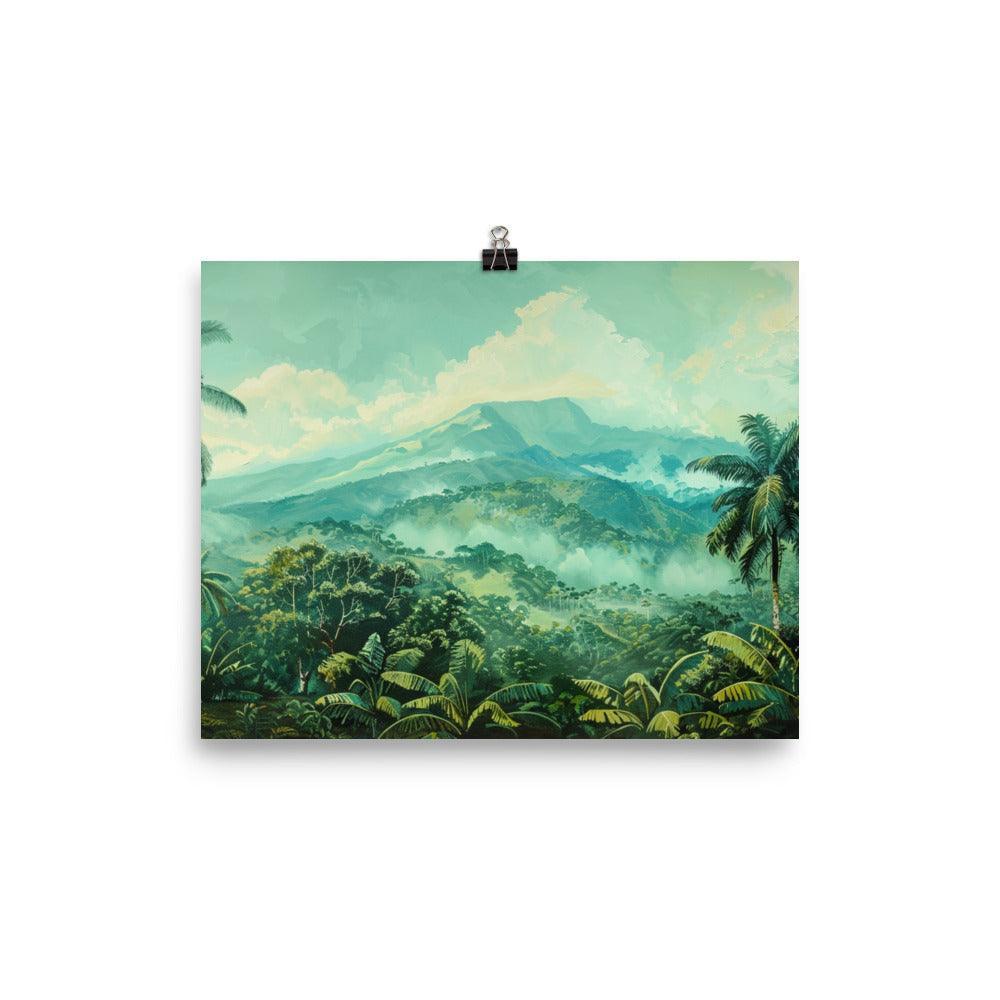 Costa Rica Misty Mountain Jungle Landscape Painting Poster - Oh Posters