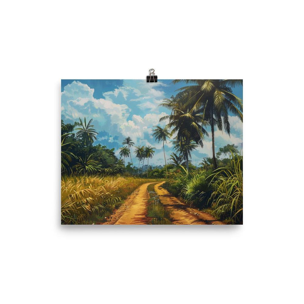 Côte d’Ivoire Palm-Lined Jungle Path Scenic Art Poster - Oh Posters