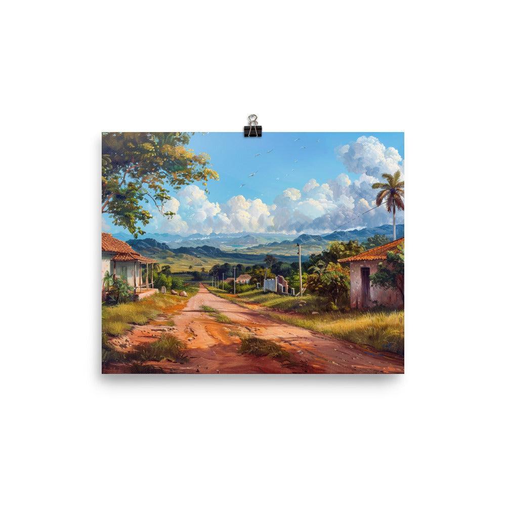 Cuba Time-Worn Village Road Scenic Oil Painting Poster - Oh Posters