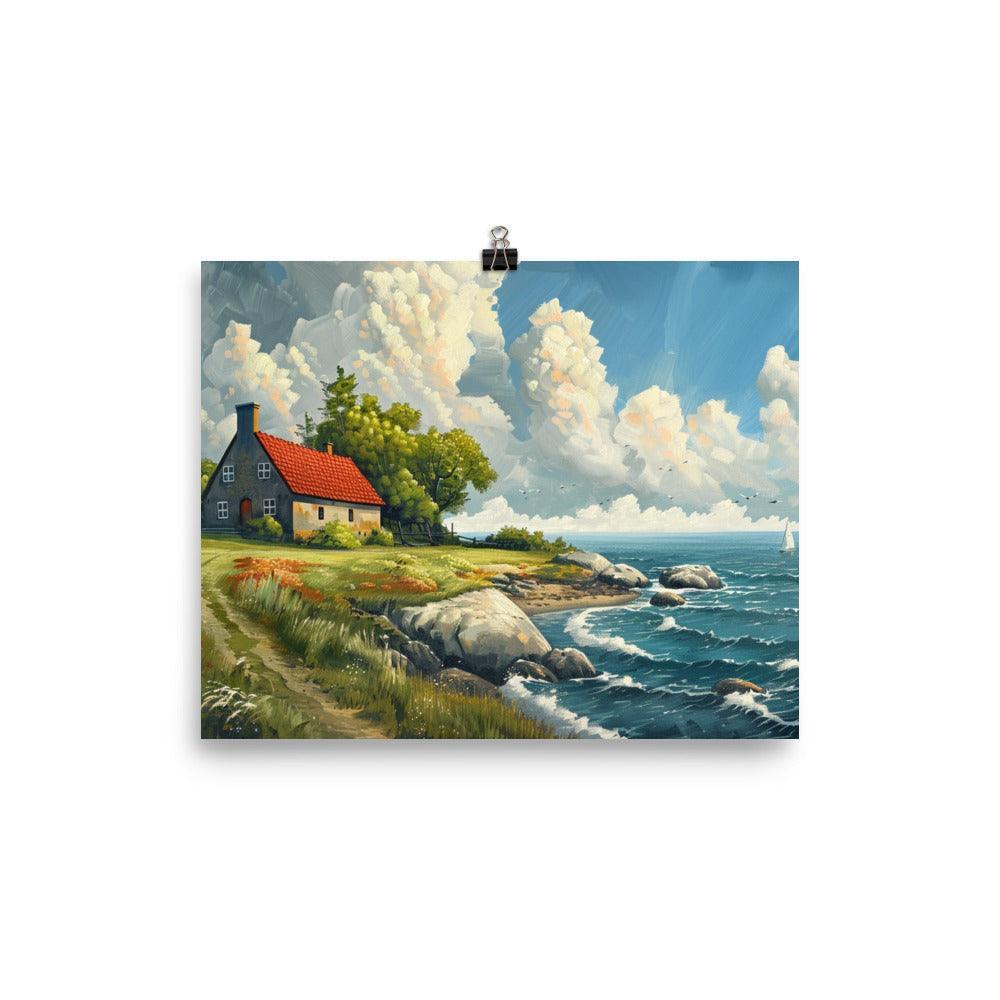 Coastal Cottage Denmark Landscape Painting Poster - Oh Posters