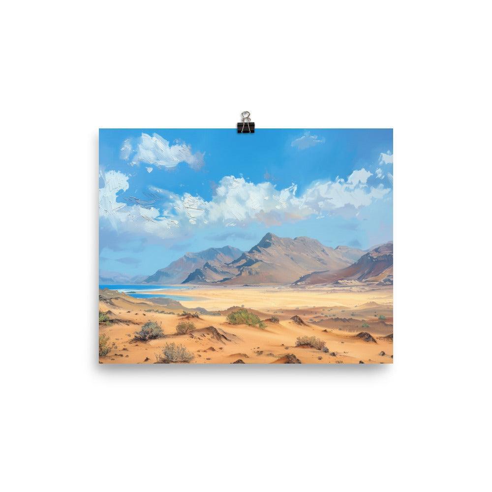 Djibouti Desert Mountains Landscape Painting Poster - Oh Posters