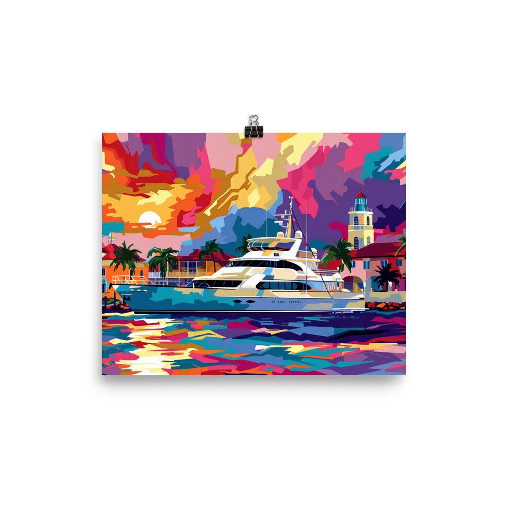 Grenada Vibrant Yacht Marina Sunset Art Poster - Oh Posters