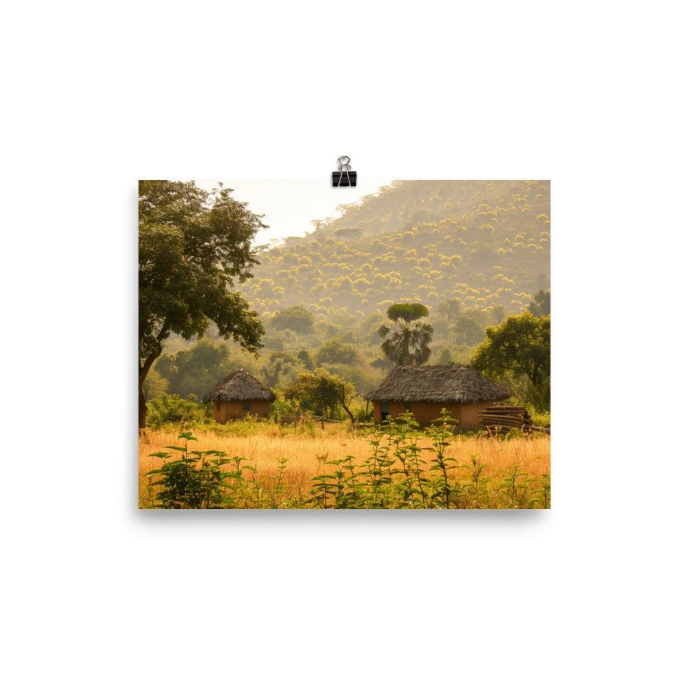 Guinea Rural Village Golden Morning Poster - Oh Posters