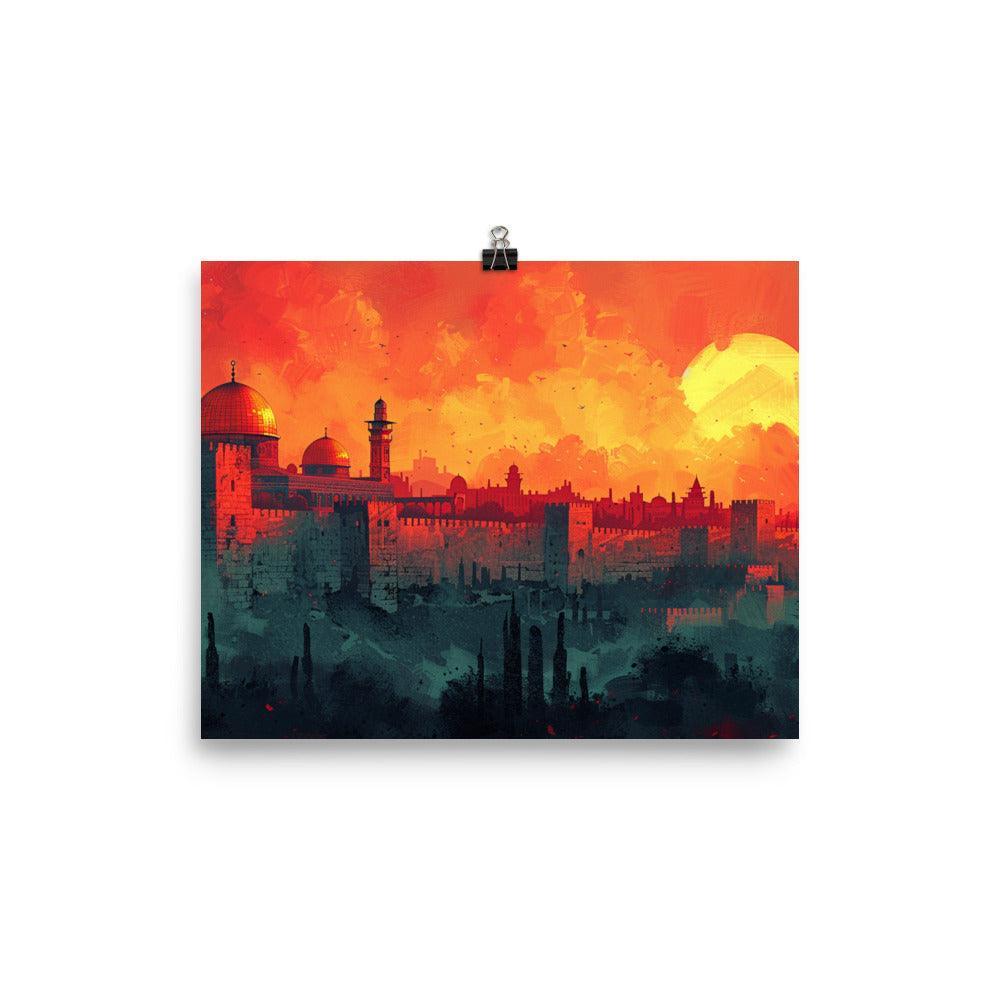 Israel Jerusalem Skyline at Sunset Poster - Oh Posters