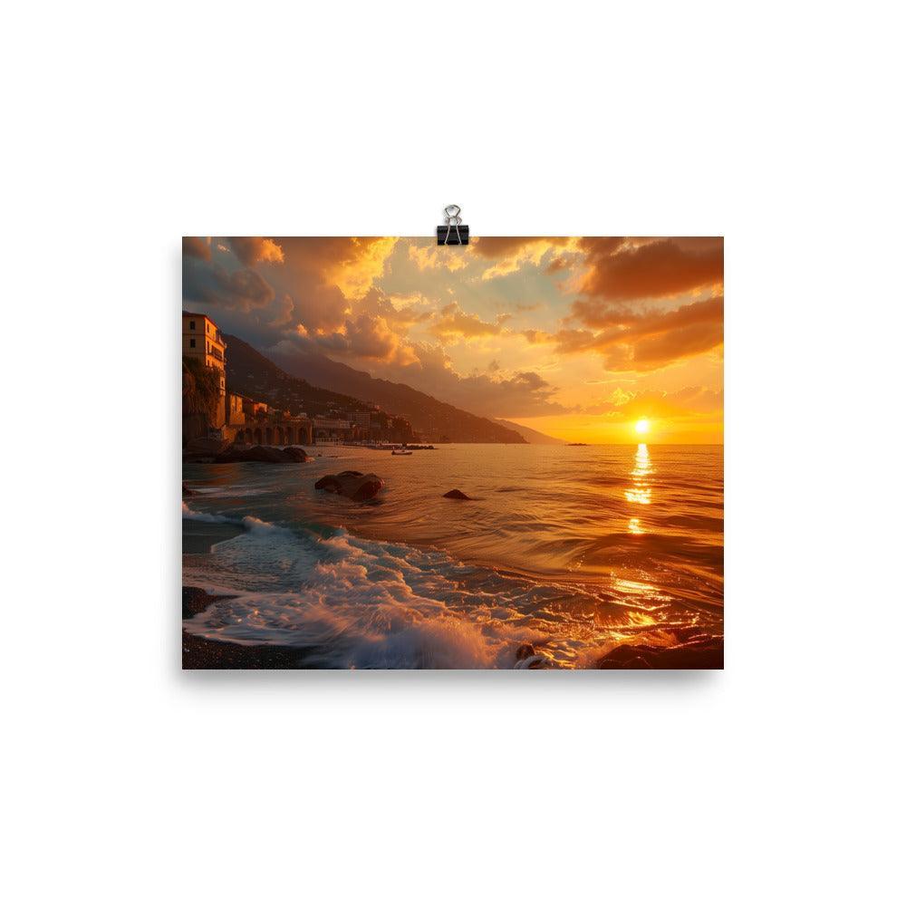 Italy Amalfi Coast Dramatic Sunset Beach Poster - Oh Posters