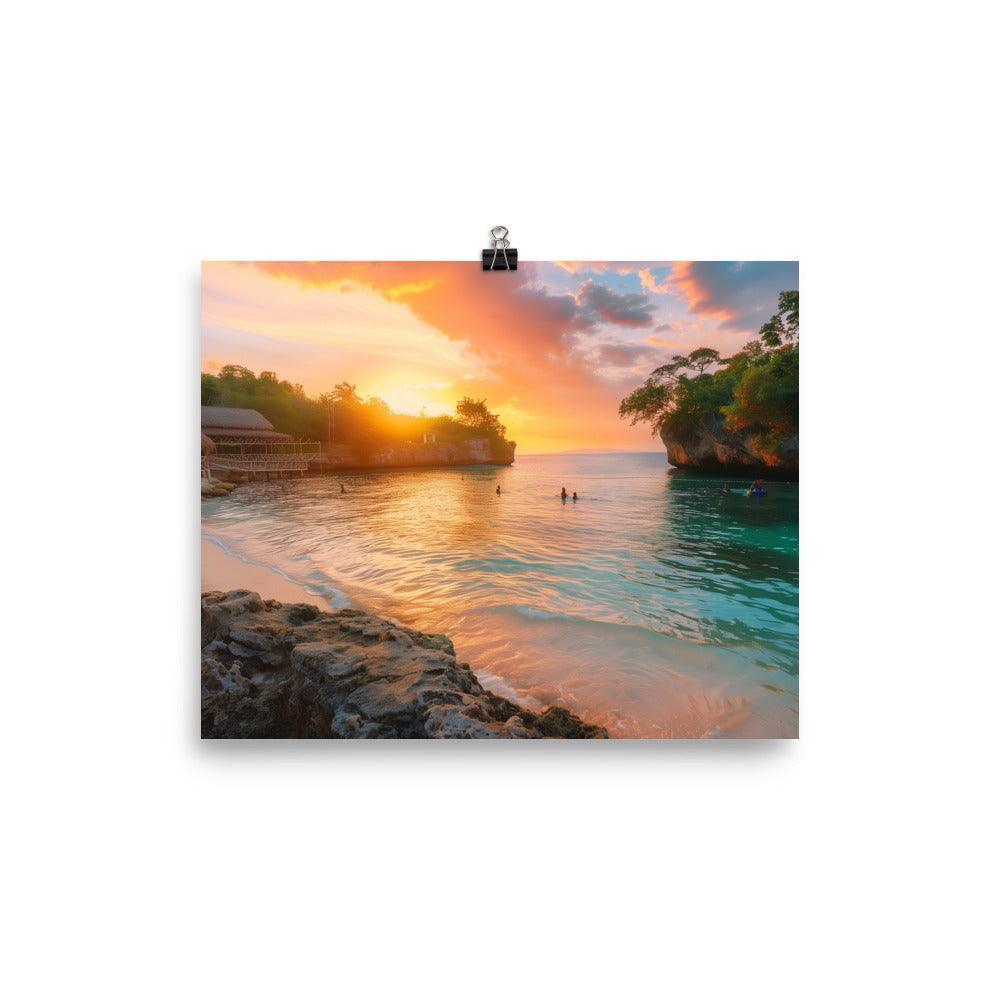 Jamaica Sunset Beach Cove Paradise Poster - Oh Posters