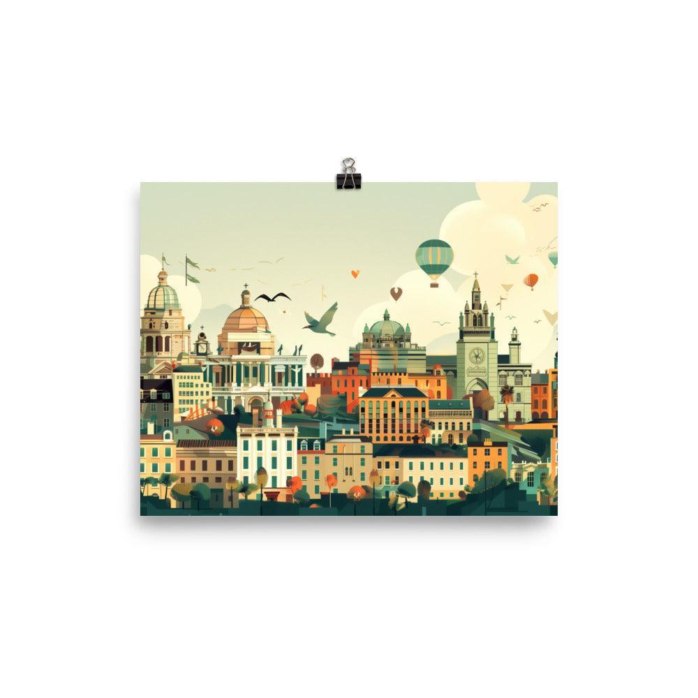 Ireland Historic Skyline Hot Air Balloons Poster - Oh Posters