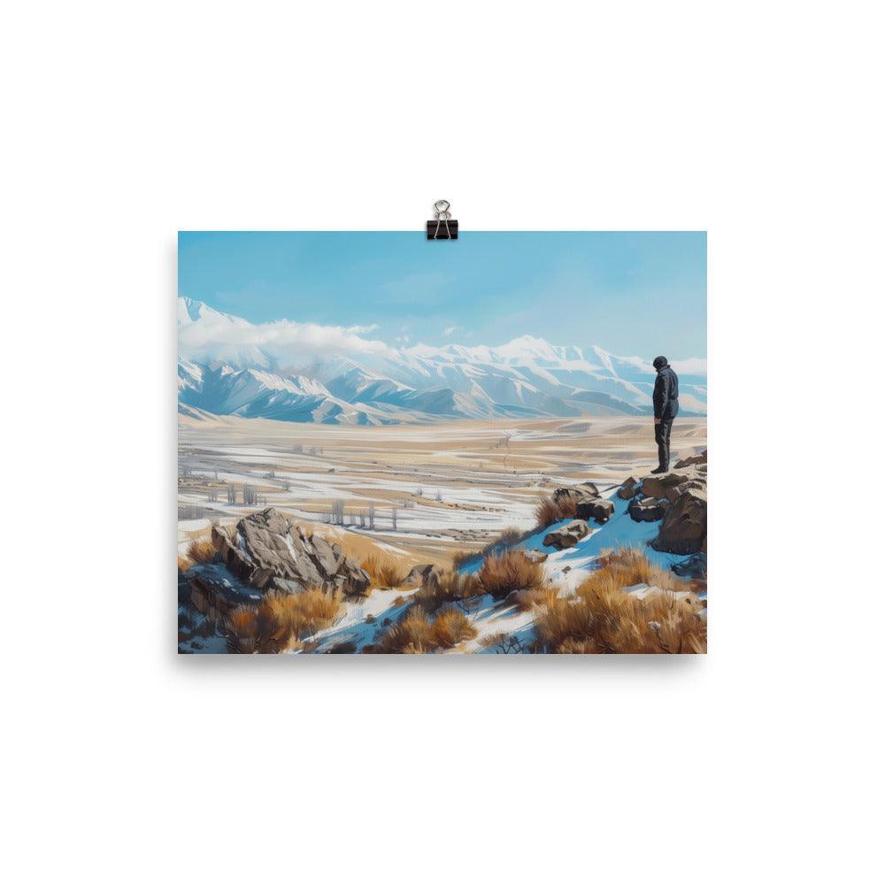 Kazakhstan Mountain Landscape Explorer Art Poster - Oh Posters