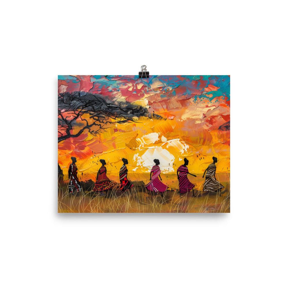 Kenya Maasai Women Sunset Silhouette Poster - Oh Posters