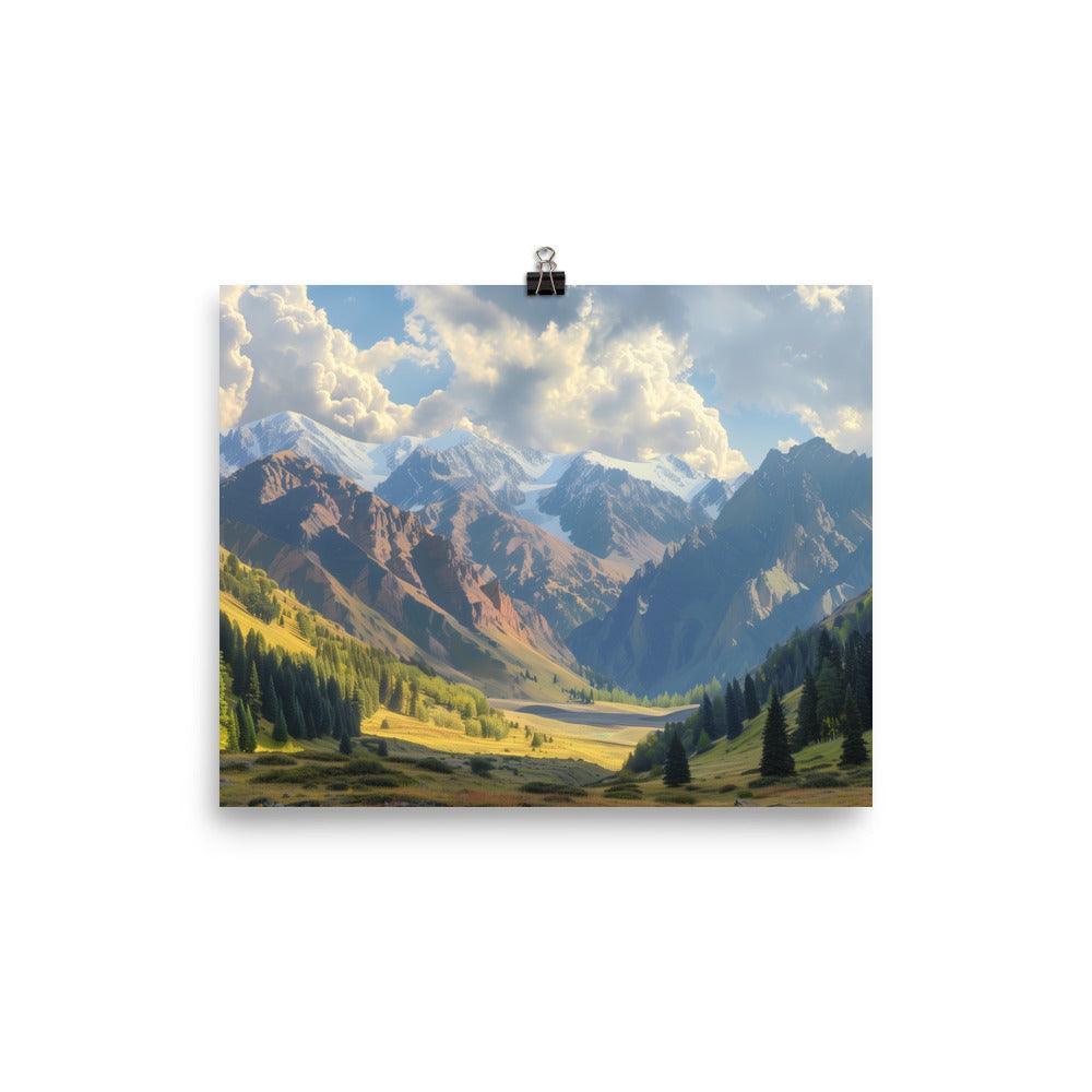 Kyrgyzstan Majestic Mountain Valley Scenic Poster - Oh Posters