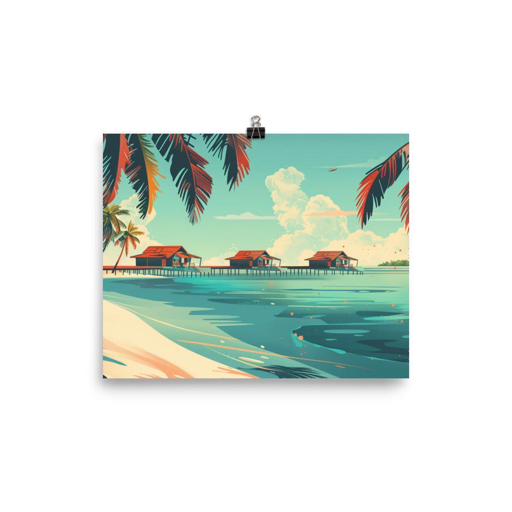 Maldives Overwater Bungalows Tropical Beach Poster - Oh Posters