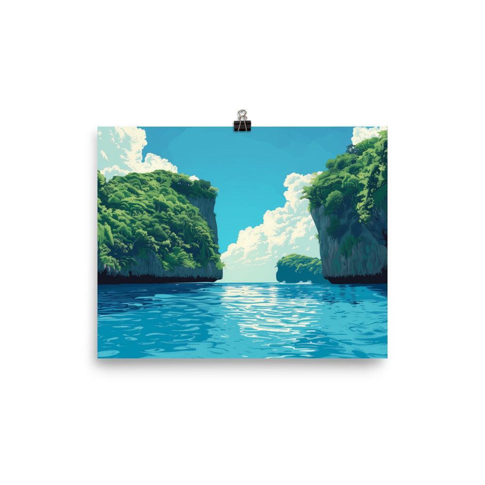 Palau Tropical Lagoon with Lush Cliffs Poster - Oh Posters