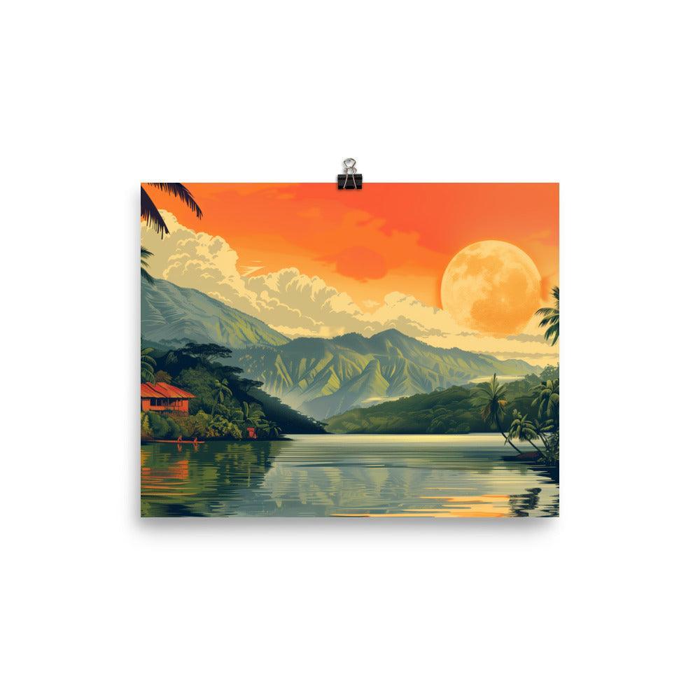 Papua New Guinea Tropical River Sunset Poster - Oh Posters