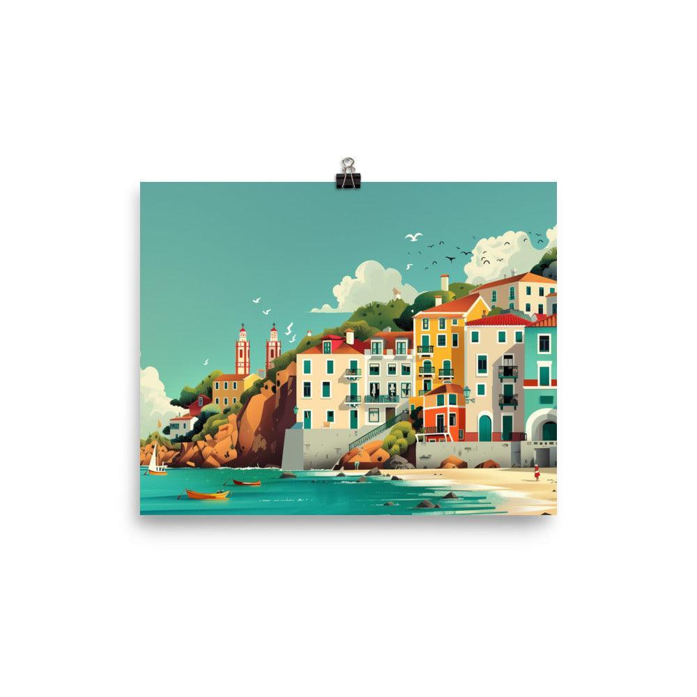 Portugal Coastal Town Vibrant Seaside Poster - Oh Posters