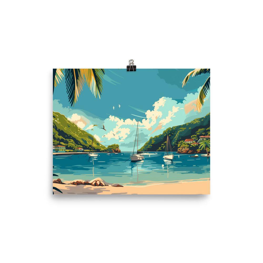 Saint Lucia Tranquil Bay Scenic Landscape Poster - Oh Posters