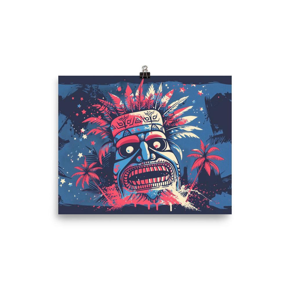 Samoan Tribal Mask Tropical Night Poster - Oh Posters
