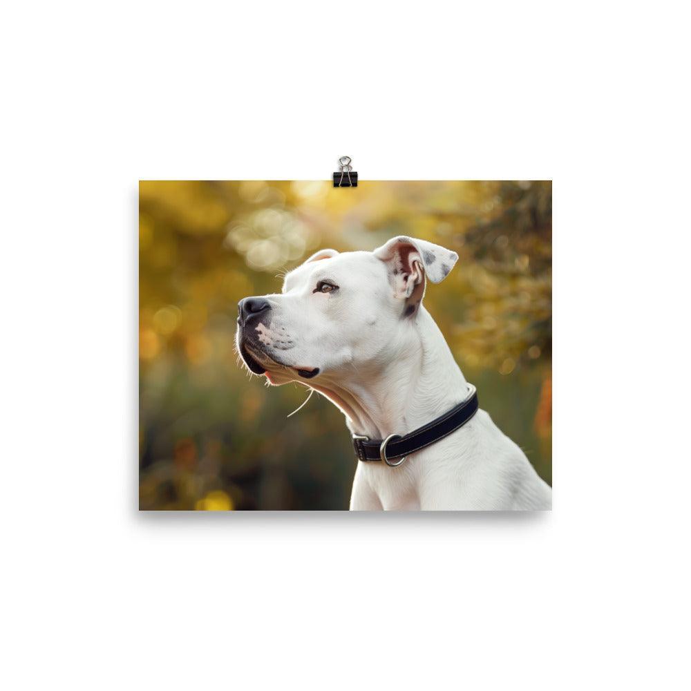 Dogo Argentino Close-Up in Sunlit Garden Portrait Poster - Oh Posters