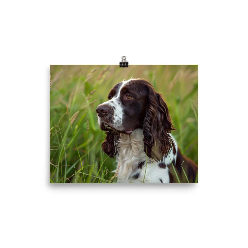 English Springer Spaniel in Tall Grass Portrait Poster - Oh Posters