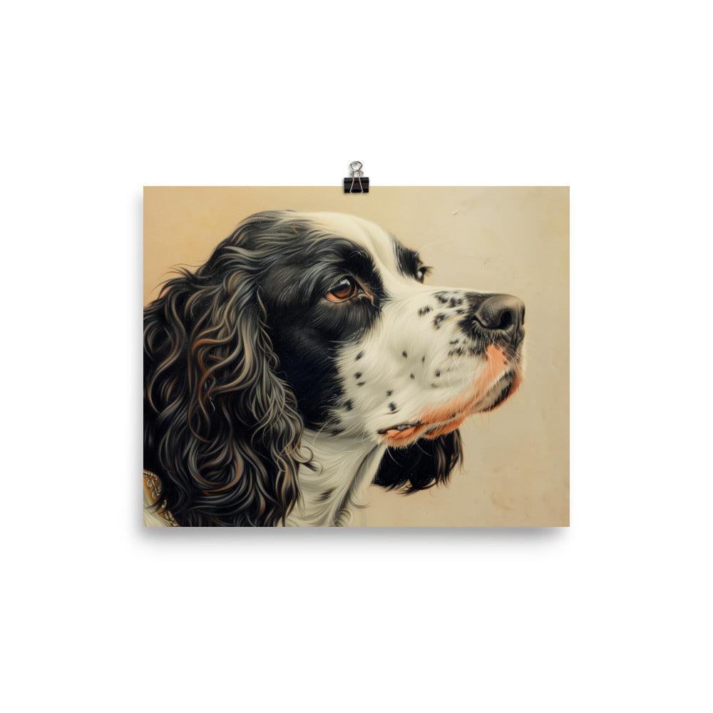 English Springer Spaniel Realistic Painting Side Profile Poster - Oh Posters