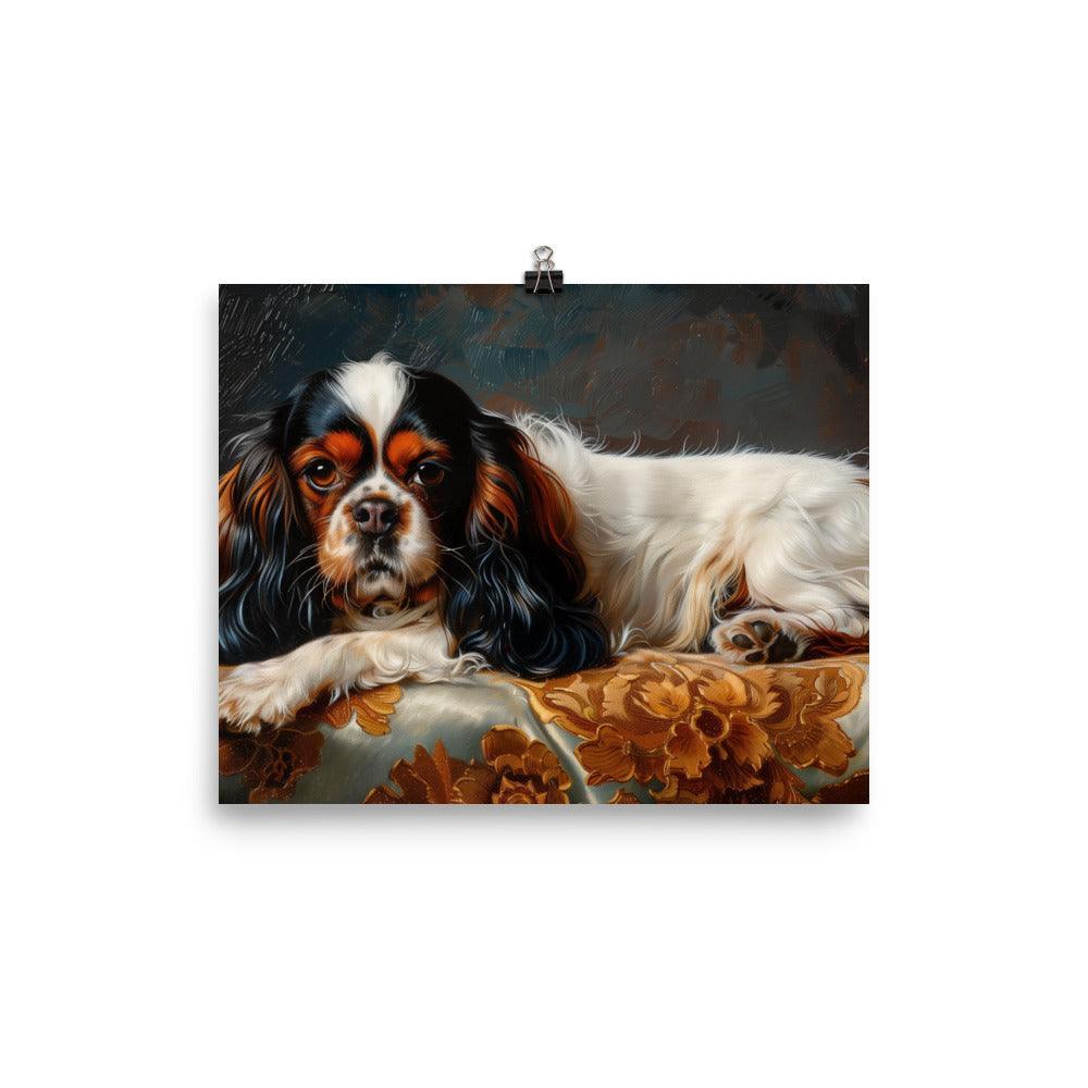 English Toy Spaniel on Ornate Cushion Painting Poster - Oh Posters