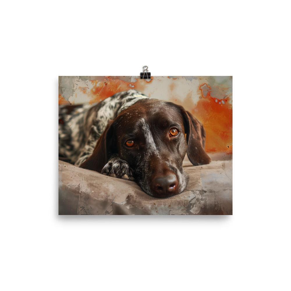 German Shorthaired Pointer Resting on Artistic Background Poster - Oh Posters