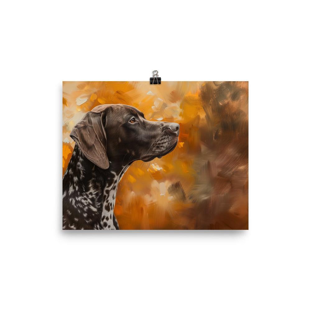 German Shorthaired Pointer Side Profile Autumn Painting Poster - Oh Posters