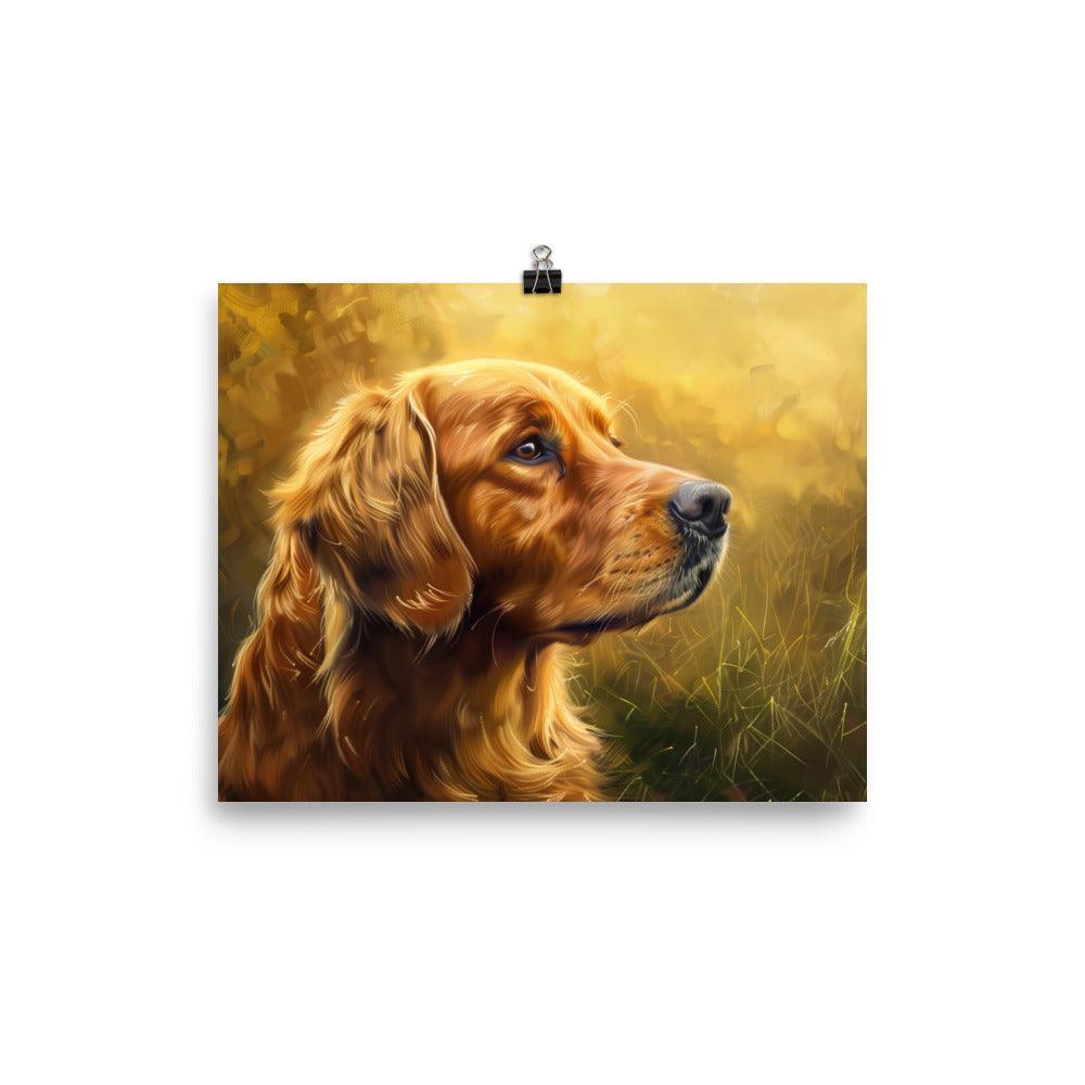 Golden Retriever Sunlit Side Profile Painting Poster - Oh Posters