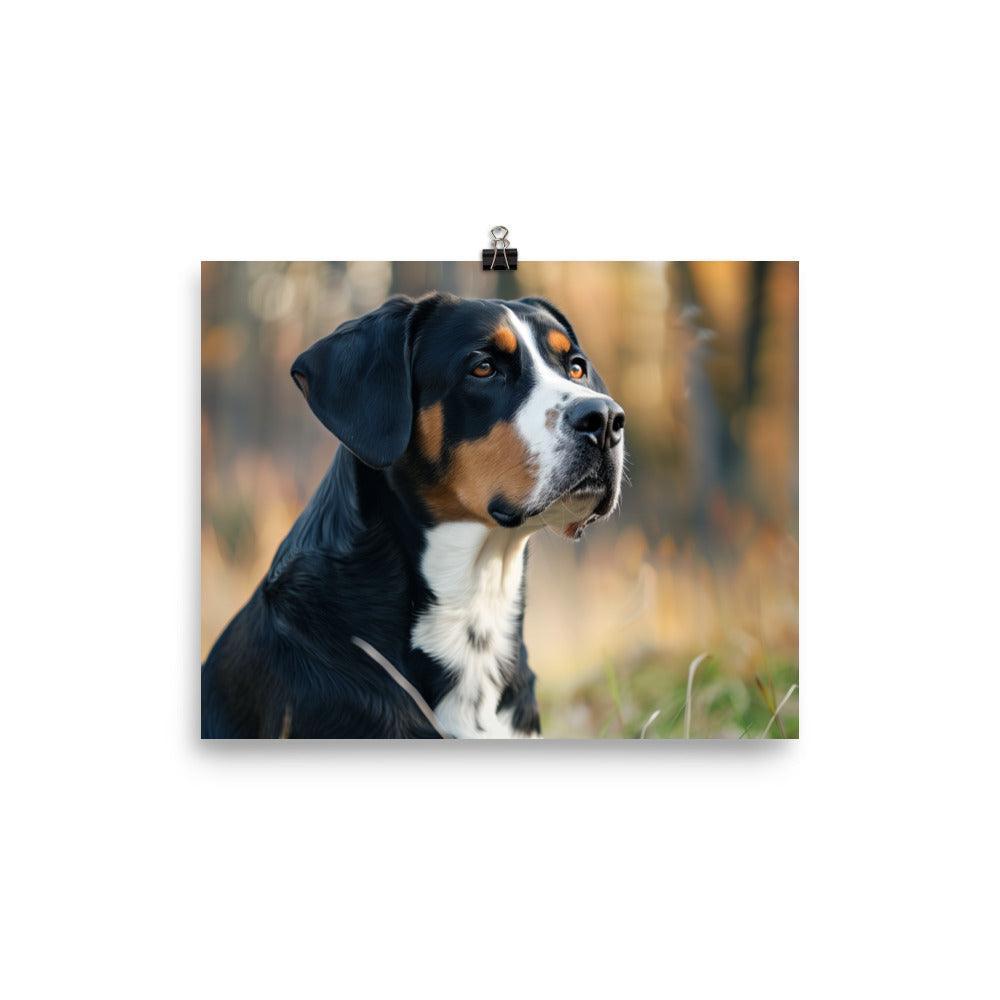 Greater Swiss Mountain Dog Autumn Portrait Poster - Oh Posters