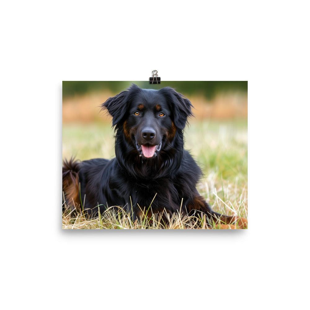 Hovawart Dog Relaxing in Field Photograph Poster - Oh Posters