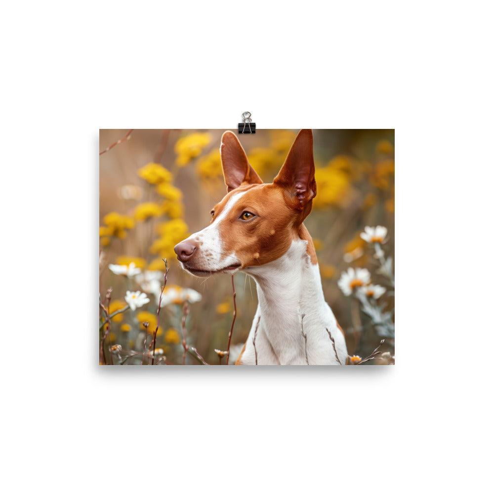 Ibizan Hound in Wildflower Field Photography Poster - Oh Posters