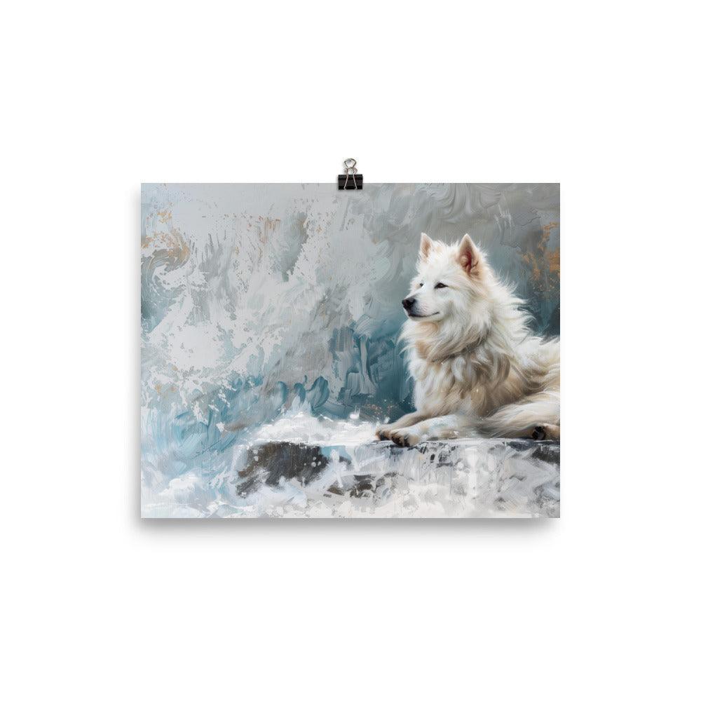 Icelandic Sheepdog Winter Landscape Painting Poster - Oh Posters