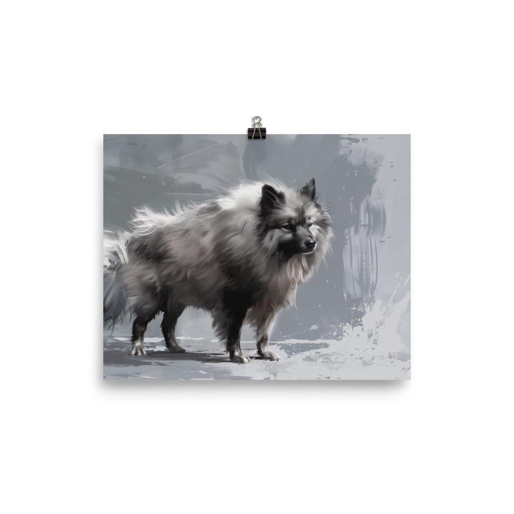 Keeshond in Winter Abstract Art Poster - Oh Posters