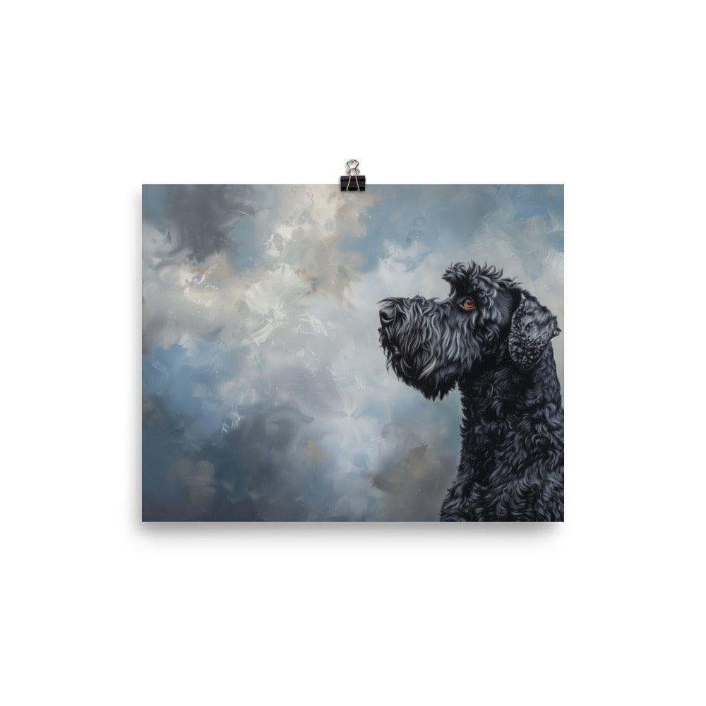 Kerry Blue Terrier Side Profile Painting Poster - Oh Posters