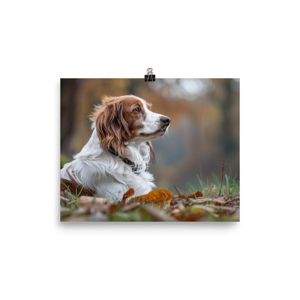 Kooikerhondje Resting in Autumn Leaves Photograph Poster - Oh Posters