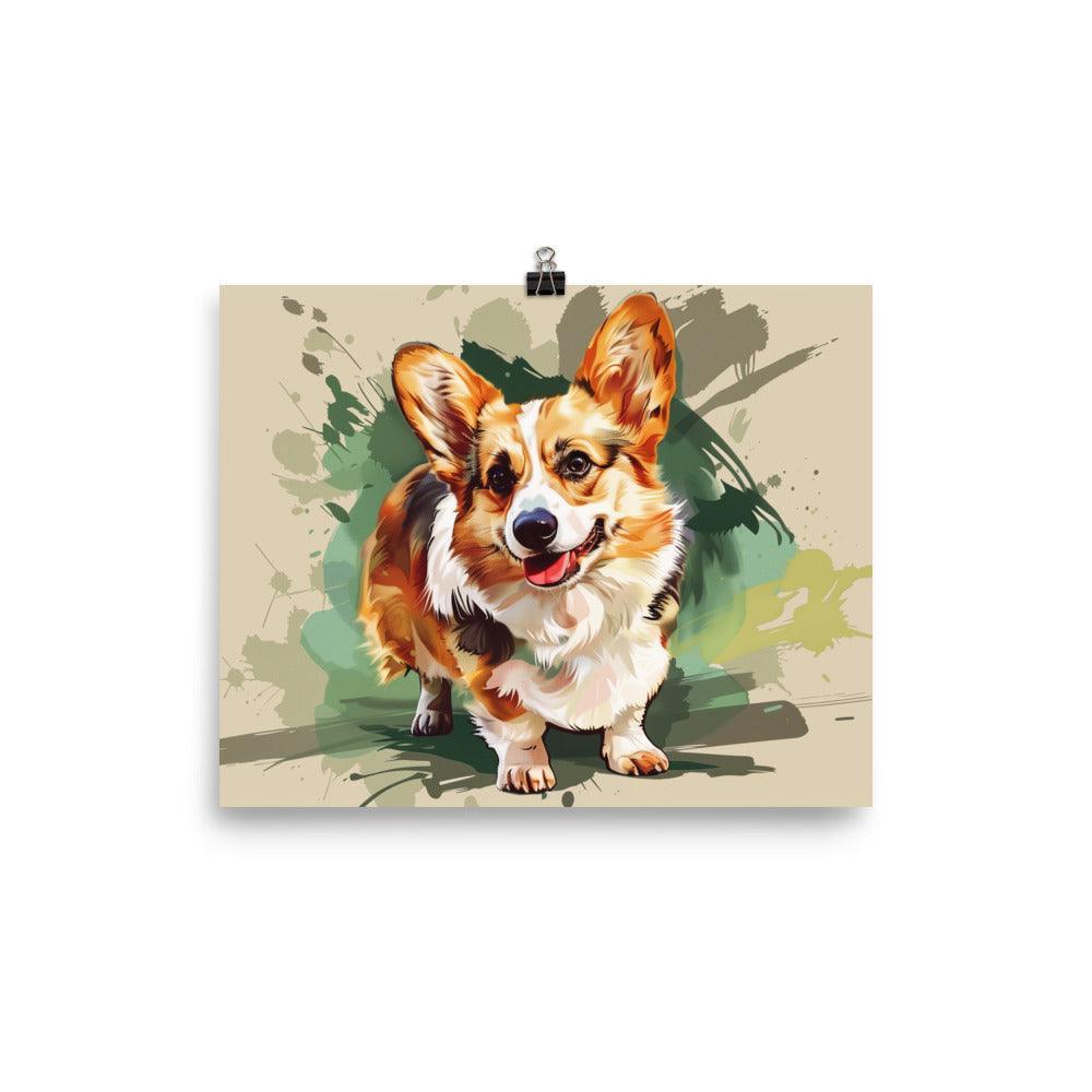 Pembroke Welsh Corgi Artistic Dog Illustration on Beige Poster - Oh Posters